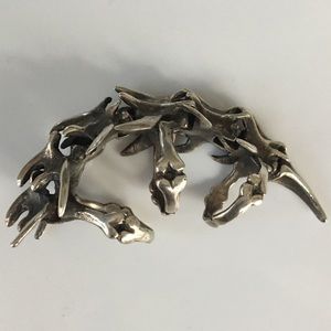 Armor articulated vertebrae claw ring 925 silver